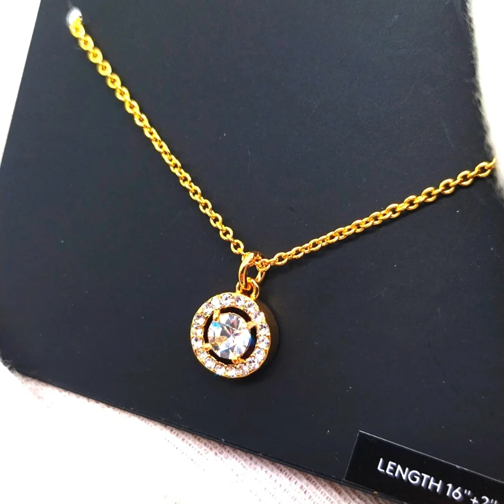 COACH Pave Halo Necklace in Gold NWT $125 - Picture 3 of 8